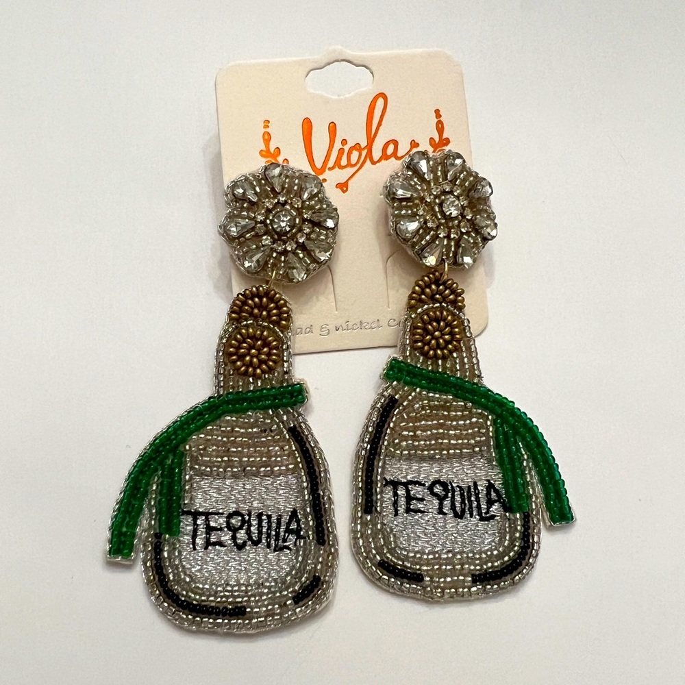 Viola Beaded Tequila Earrings
